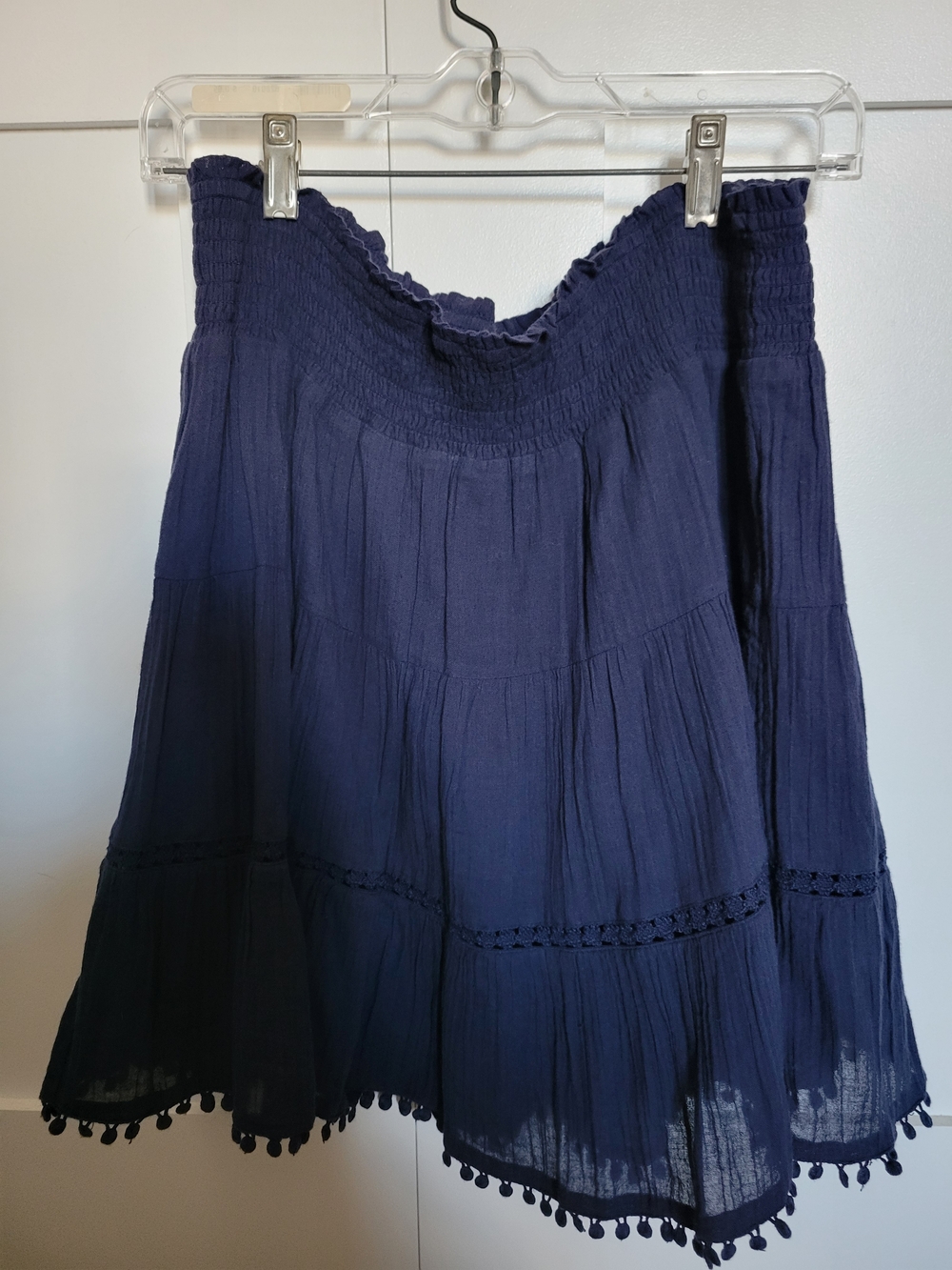 Old Navy Navy Pom-Pom Trim Tiered Circle Skirt